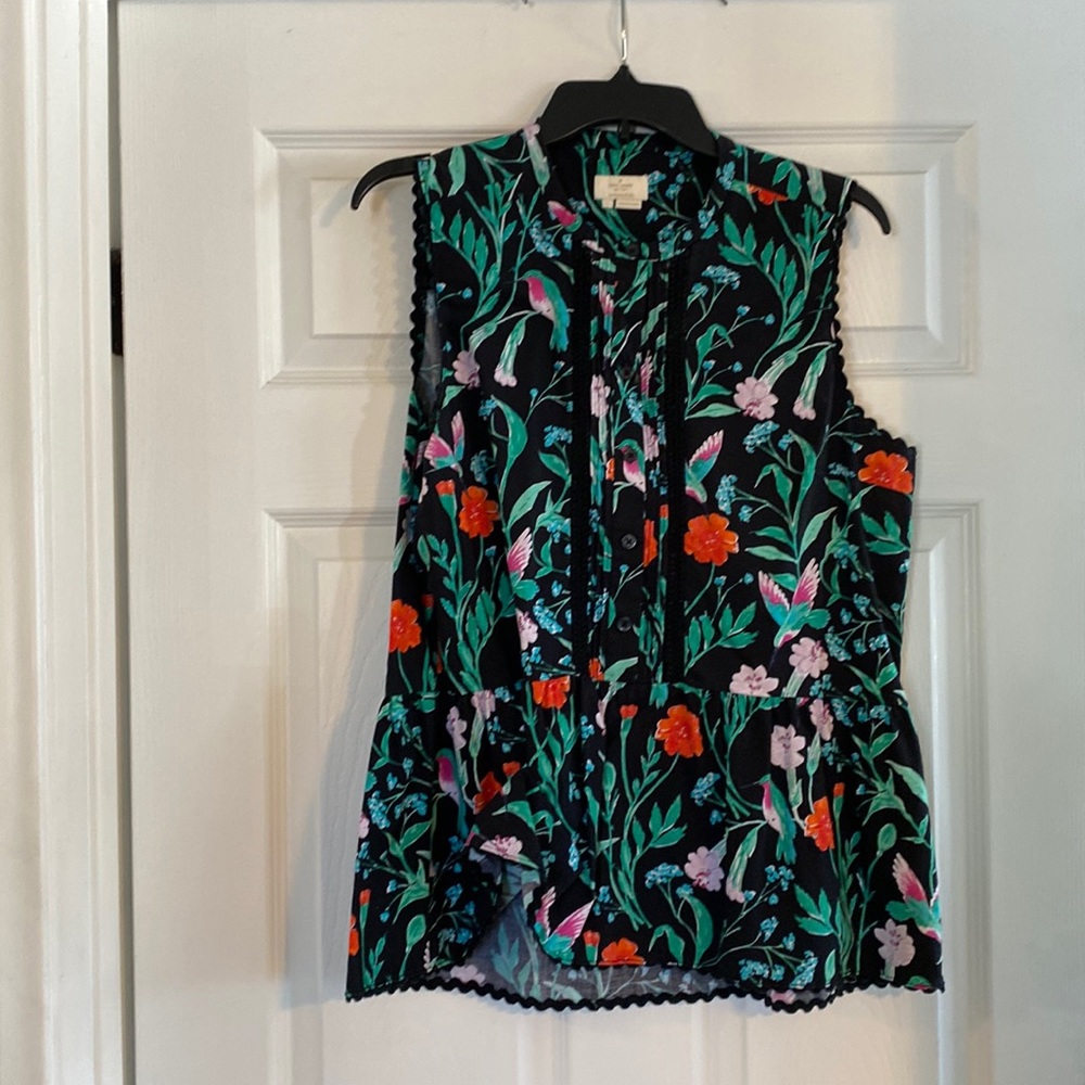 Kate Spade live colorfully sleeveless blouse, size large